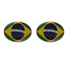 Vintage Flag - Brasil Cufflinks (oval) by ValentinaDesign