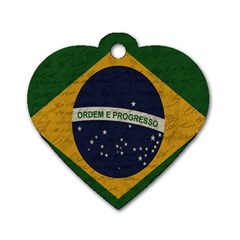 Vintage Flag - Brasil Dog Tag Heart (one Side) by ValentinaDesign