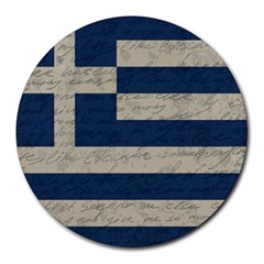 Vintage Flag - Greece Round Mousepads by ValentinaDesign