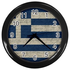 Vintage Flag - Greece Wall Clocks (black) by ValentinaDesign