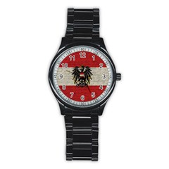 Vintage Flag - Austria Stainless Steel Round Watch by ValentinaDesign