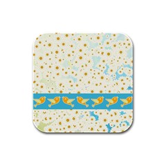 Birds And Daisies Rubber Square Coaster (4 Pack)  by linceazul