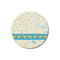 Birds And Daisies Rubber Round Coaster (4 Pack)  by linceazul