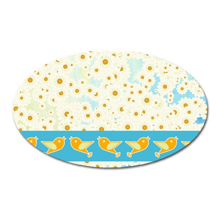 Birds And Daisies Oval Magnet