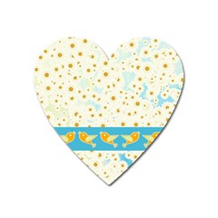 Birds And Daisies Heart Magnet by linceazul