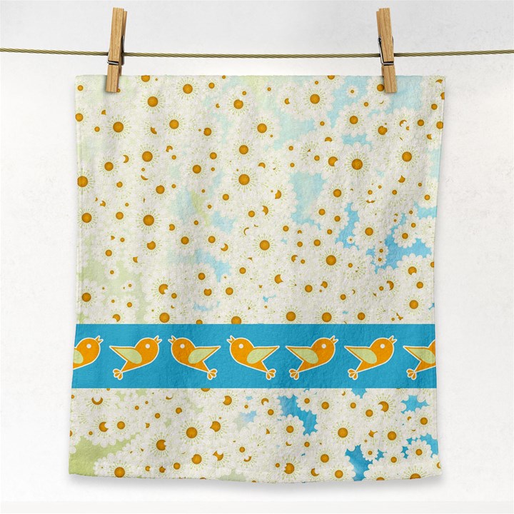 Birds And Daisies Face Towel