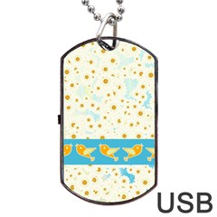 Birds And Daisies Dog Tag Usb Flash (one Side) by linceazul