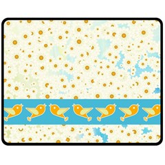 Birds And Daisies Double Sided Fleece Blanket (medium)  by linceazul