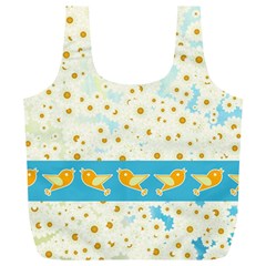 Birds And Daisies Full Print Recycle Bags (l)  by linceazul