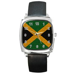 Vintage Flag - Jamaica Square Metal Watch by ValentinaDesign