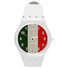 Vintage Flag - Italia Round Plastic Sport Watch (m) by ValentinaDesign