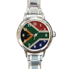 Vintage Flag - South Africa Round Italian Charm Watch by ValentinaDesign