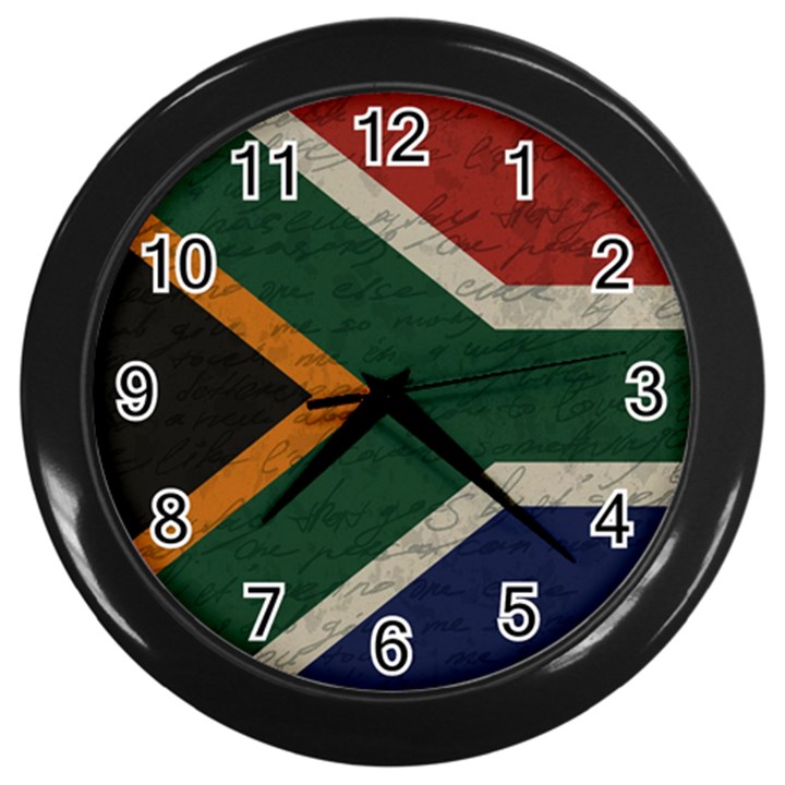 Vintage flag - South Africa Wall Clocks (Black)