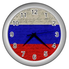 Vintage Flag - Russia Wall Clocks (silver)  by ValentinaDesign