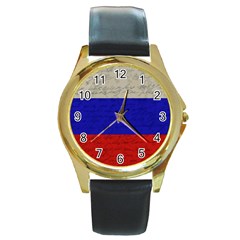 Vintage flag - Russia Round Gold Metal Watch