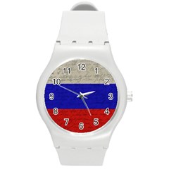 Vintage flag - Russia Round Plastic Sport Watch (M)