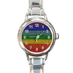 Vintage Flag - Pride Round Italian Charm Watch by ValentinaDesign