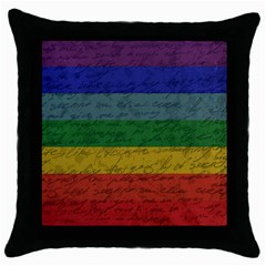 Vintage Flag - Pride Throw Pillow Case (black) by ValentinaDesign