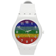 Vintage Flag - Pride Round Plastic Sport Watch (m) by ValentinaDesign