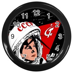 Valentina Tereshkova Wall Clocks (black) by Valentinaart