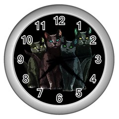 Cats Wall Clocks (silver)  by Valentinaart