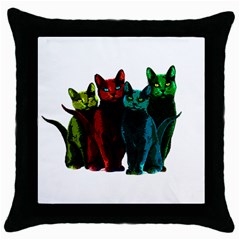 Cats Throw Pillow Case (black) by Valentinaart