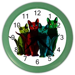 Cats Color Wall Clocks by Valentinaart