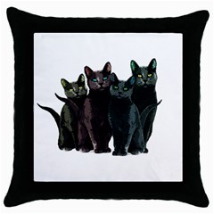 Cats Throw Pillow Case (black) by Valentinaart