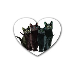 Cats Heart Coaster (4 Pack)  by Valentinaart