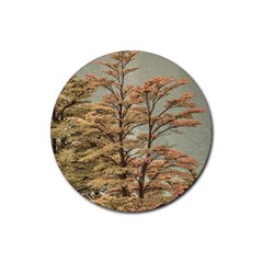 Landscape Scene Colored Trees At Glacier Lake  Patagonia Argentina Rubber Round Coaster (4 Pack)  by dflcprints