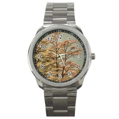 Landscape Scene Colored Trees At Glacier Lake  Patagonia Argentina Sport Metal Watch by dflcprints