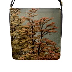 Landscape Scene Colored Trees At Glacier Lake  Patagonia Argentina Flap Messenger Bag (l)  by dflcprints