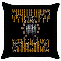 Foxy Panda Lady With Bat And Hat In The Forest Throw Pillow Case (black) by pepitasart