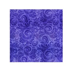 Vibrant Blue Romantic Flower Pattern Small Satin Scarf (Square)