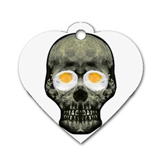 Skull With Fried Egg Eyes Dog Tag Heart (one Side) by dflcprints