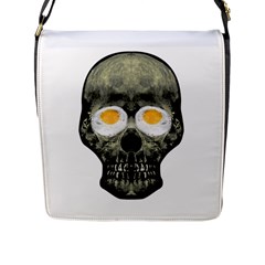 Skull With Fried Egg Eyes Flap Messenger Bag (l)  by dflcprints