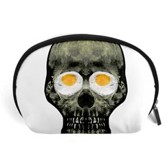 Skull With Fried Egg Eyes Accessory Pouches (large)  by dflcprints