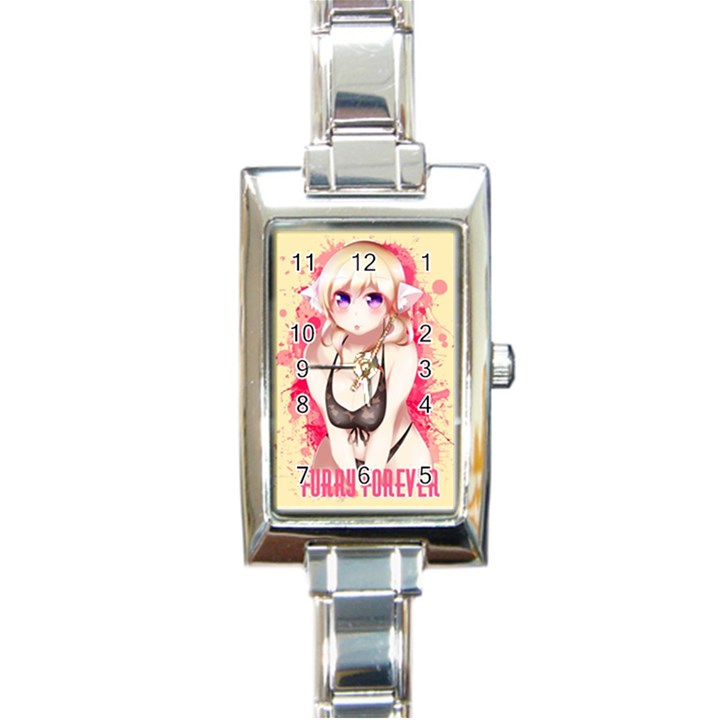 Blonde Hair Bikini Furry Girl Rectangle Italian Charm Watch