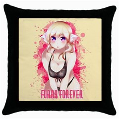 Blonde Hair Bikini Furry Girl Throw Pillow Case (black)