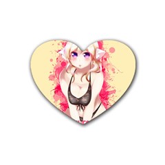 Blonde Hair Bikini Furry Girl Heart Coaster (4 Pack)  by Catifornia