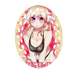 Blonde Hair Bikini Furry Girl Ornament (oval Filigree)