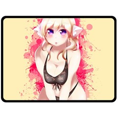 Blonde Hair Bikini Furry Girl Double Sided Fleece Blanket (large)  by Catifornia