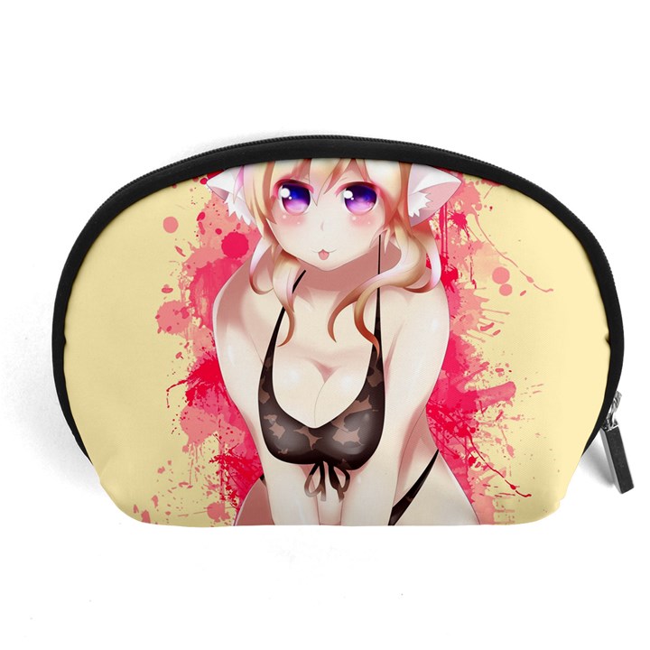 Blonde Hair Bikini Furry Girl Accessory Pouches (Large) 