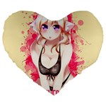 Blonde Hair Bikini Furry Girl Large 19  Premium Flano Heart Shape Cushions Front