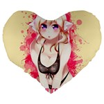 Blonde Hair Bikini Furry Girl Large 19  Premium Flano Heart Shape Cushions Back