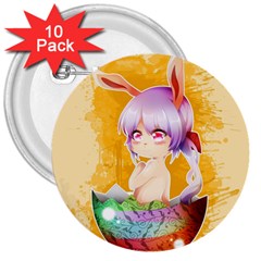 Easter Bunny Furry 3  Buttons (10 Pack)  by Catifornia