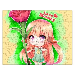 Happy Mother s Day Furry Girl Rectangular Jigsaw Puzzl by Catifornia