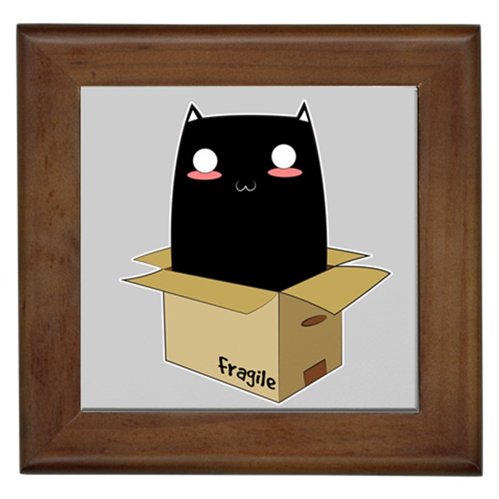 Black Cat in a Box Framed Tiles