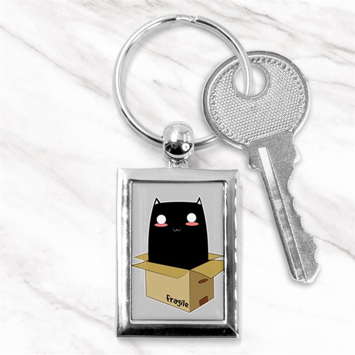 Black Cat in a Box Key Chains (Rectangle) 