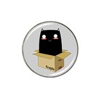 Black Cat in a Box Hat Clip Ball Marker Front